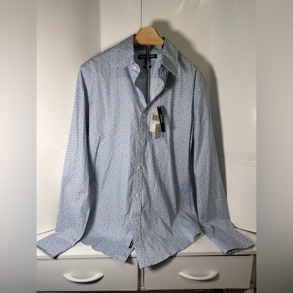 Michael Kors Men's Blue Long Sleeve Patterned Shirt size Small - NWT - Picture 1 of 4